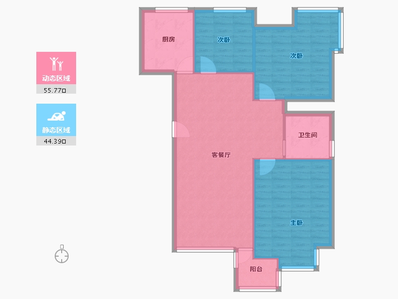 辽宁省-大连市-亿达国际新城-91.67-户型库-动静分区