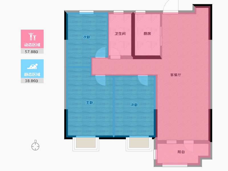 河北省-唐山市-碧桂园珑悦东方-87.00-户型库-动静分区