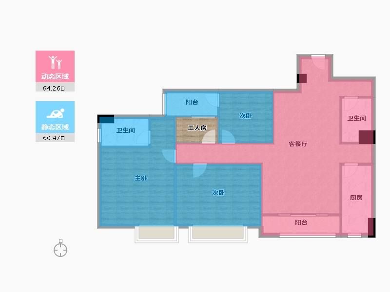 云南省-昆明市-恒大翡翠华庭-116.66-户型库-动静分区