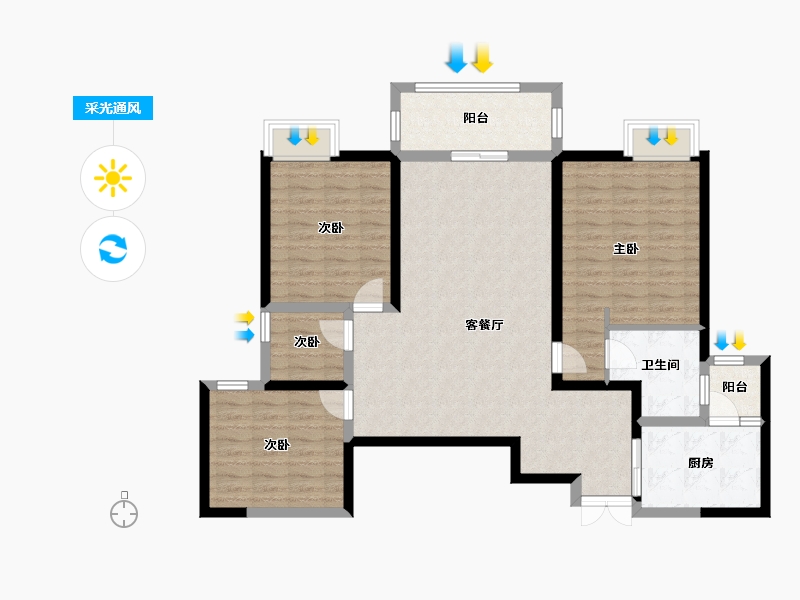 四川省-成都市-东湖长岛-105.61-户型库-采光通风