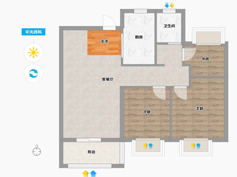 江苏省-南京市-风华府-67.00-户型库-采光通风