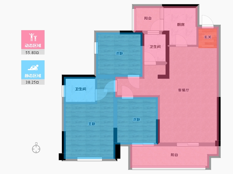 四川省-成都市-凤凰1号栖云湖-82.62-户型库-动静分区