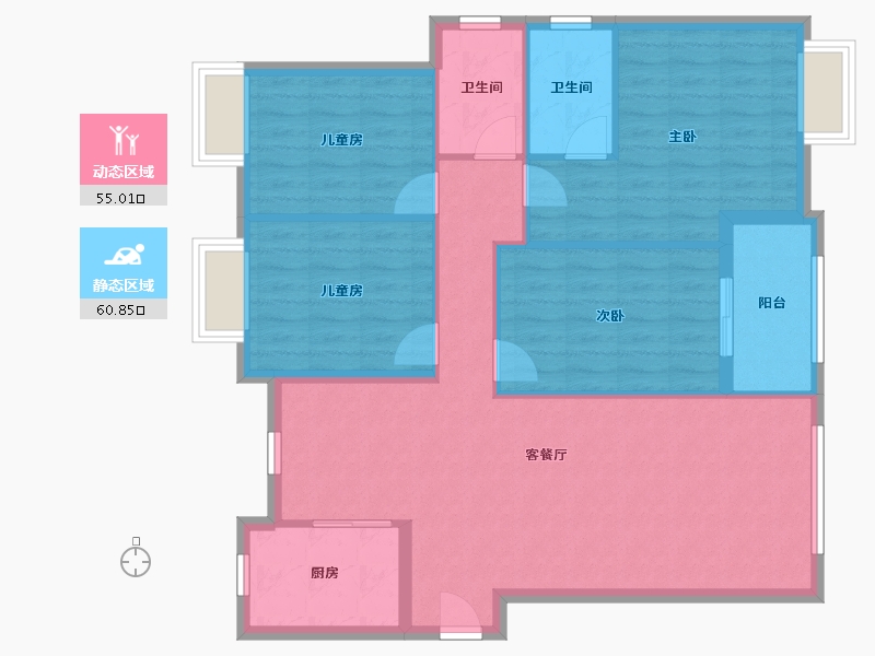 福建省-三明市-富力爱丁堡-105.32-户型库-动静分区