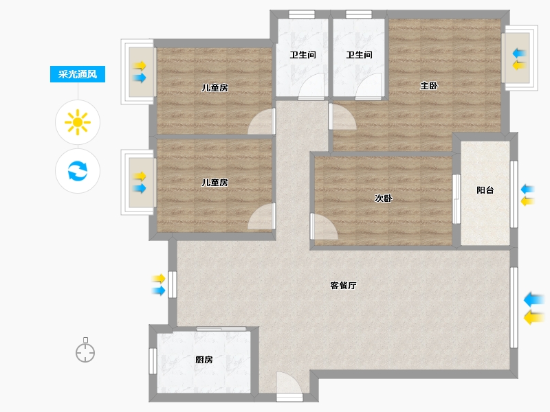 福建省-三明市-富力爱丁堡-105.32-户型库-采光通风