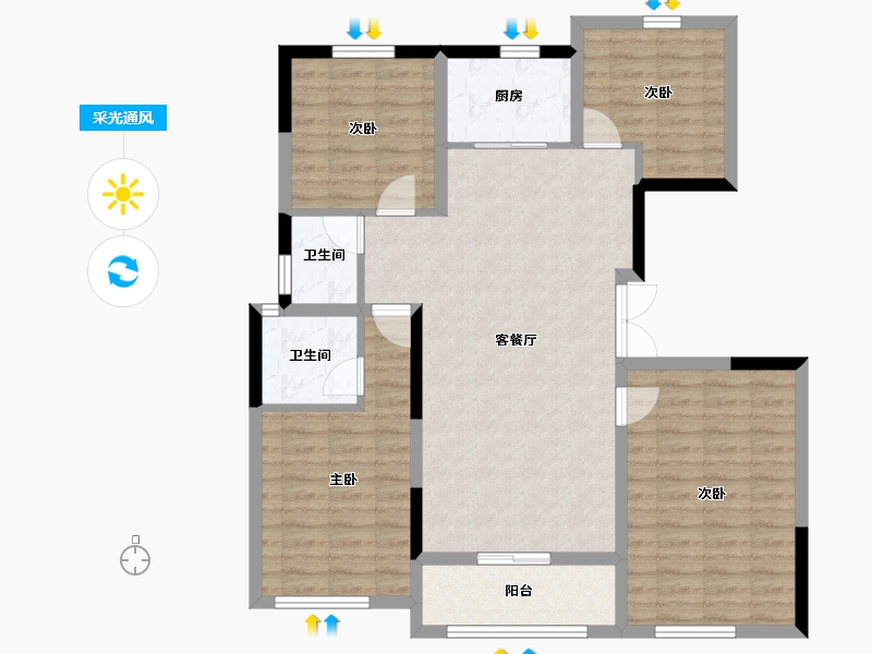 江苏省-盐城市-东方润园-101.62-户型库-采光通风