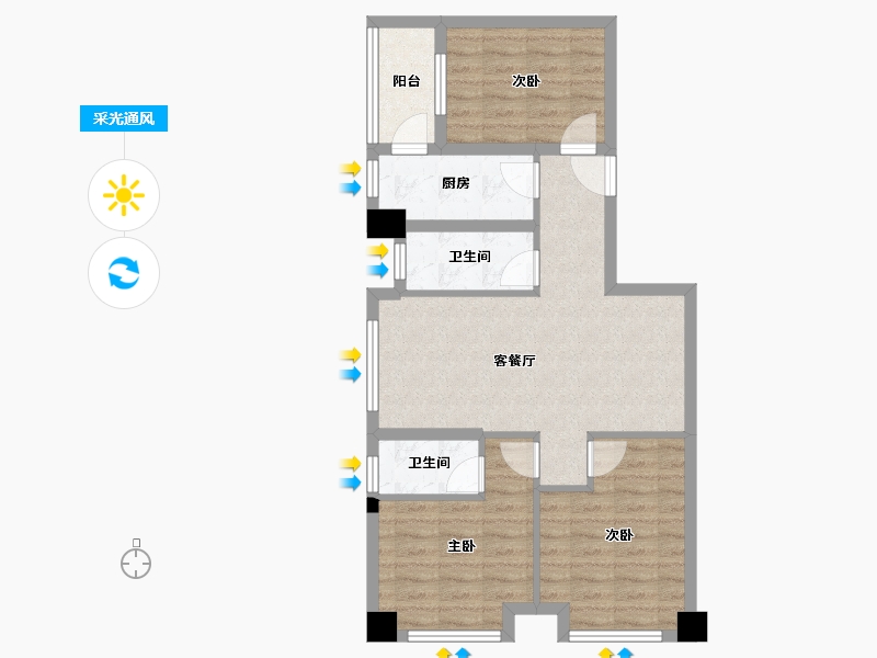 四川省-成都市-雄飞生活广场-73.13-户型库-采光通风