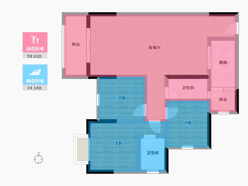 重庆-重庆市-兴源黄杨郡-81.55-户型库-动静分区