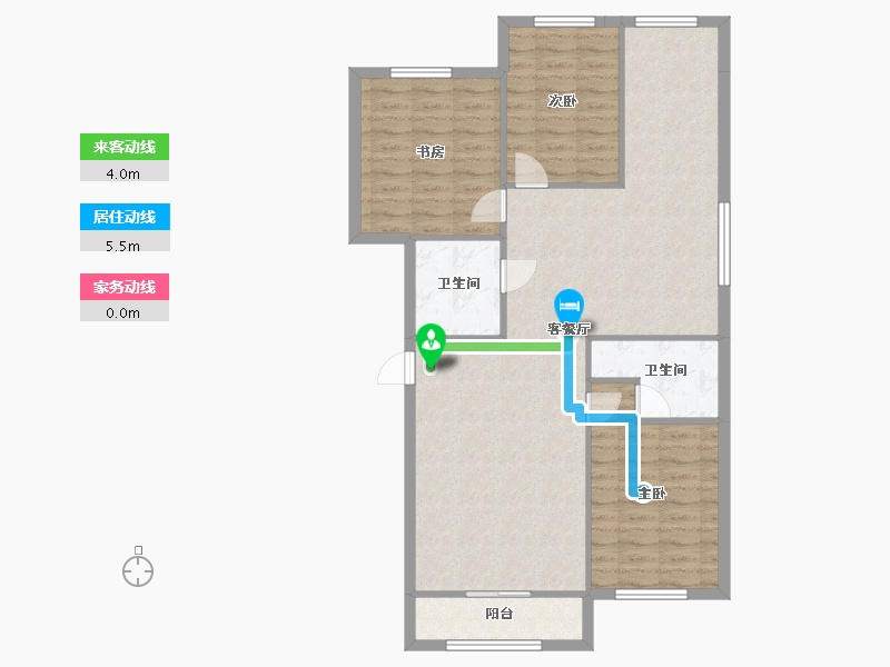 内蒙古自治区-呼伦贝尔市-清泉华府小区1-3-502-98.64-户型库-动静线