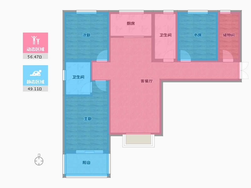 陕西省-宝鸡市-万晟-93.24-户型库-动静分区