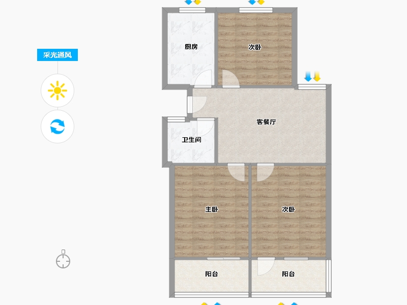 河南省-郑州市-六十一中家属院-78.79-户型库-采光通风