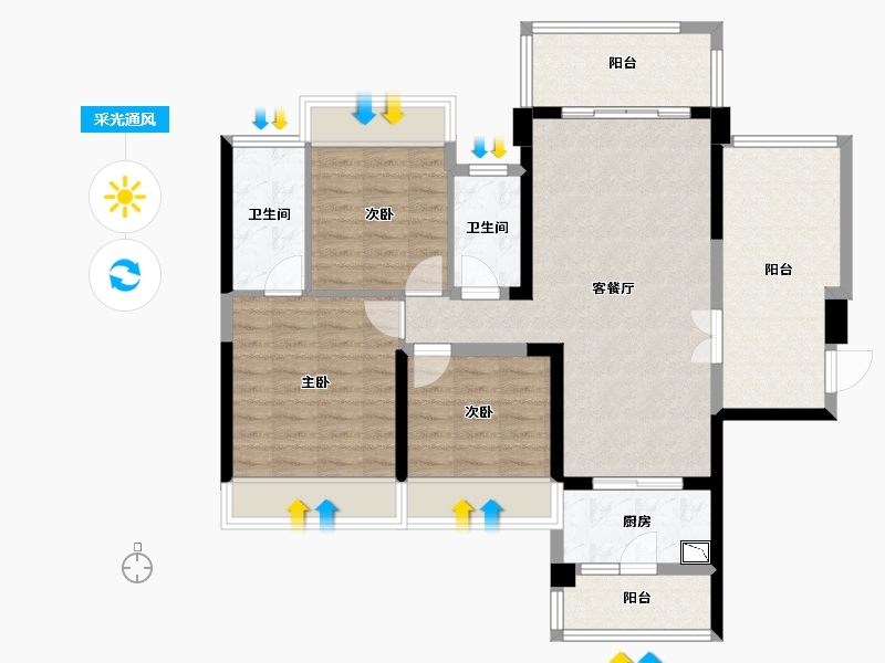 广西壮族自治区-来宾市-地王华府-96.04-户型库-采光通风