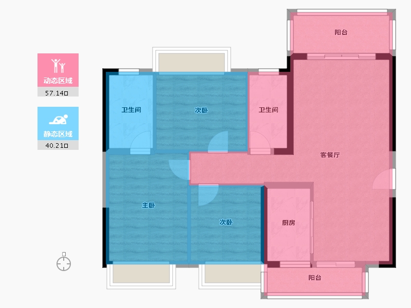 广东省-东莞市-万科东新翡翠松湖-87.43-户型库-动静分区