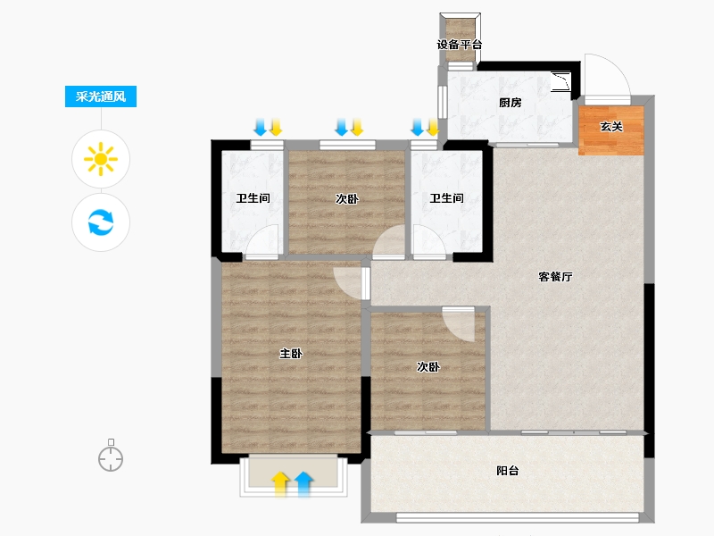 安徽省-合肥市-�嘣猛�-96.00-户型库-采光通风