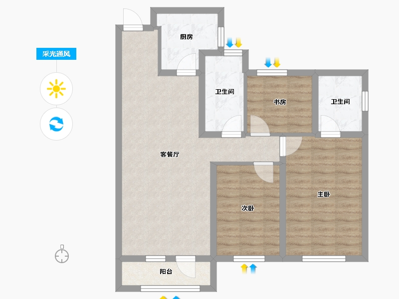 辽宁省-沈阳市-金科中南·集美尚景-78.42-户型库-采光通风