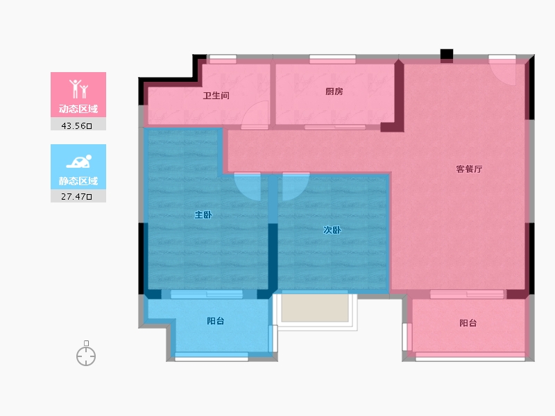 江苏省-苏州市-蔚蓝四季-63.20-户型库-动静分区