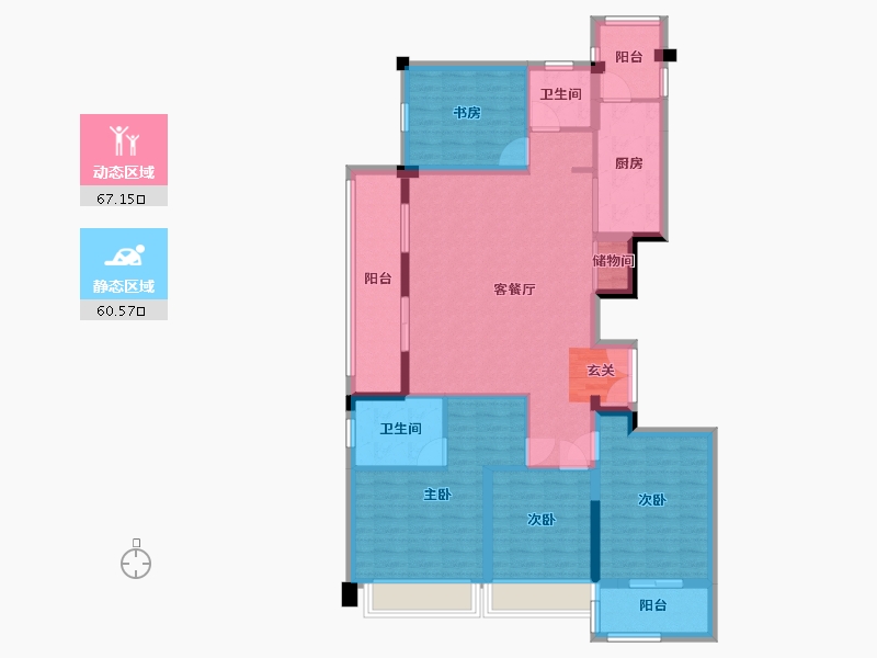 浙江省-杭州市-华夏四季-114.12-户型库-动静分区