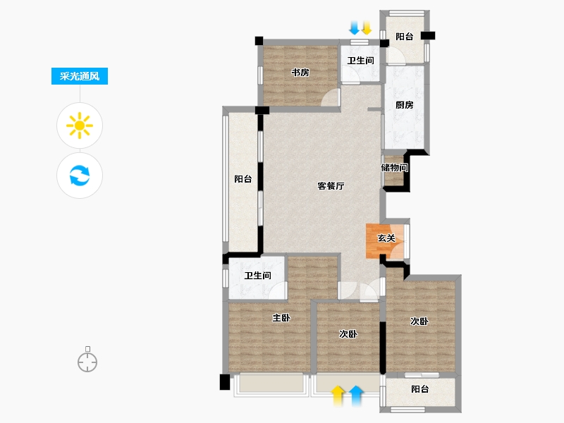 浙江省-杭州市-华夏四季-114.12-户型库-采光通风