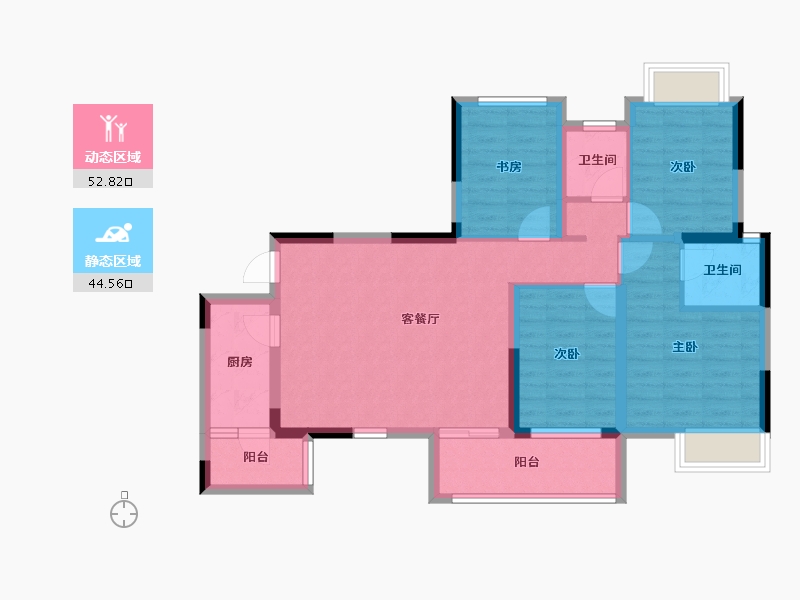 四川省-成都市-武阳郡邸-85.93-户型库-动静分区