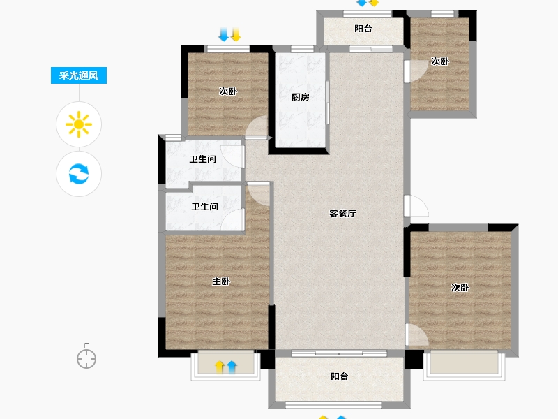 山西省-大同市-广灵碧桂园-113.04-户型库-采光通风