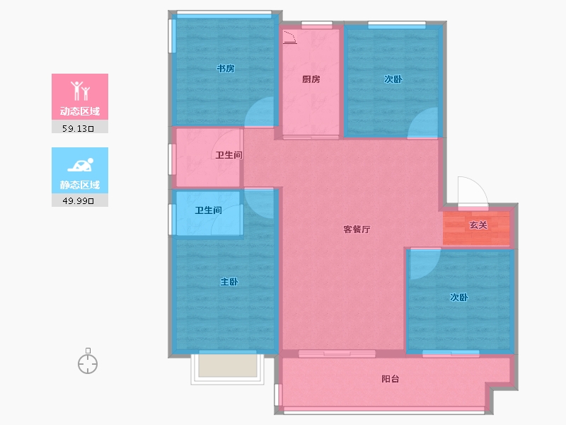 安徽省-合肥市-中梁力高云湖印-98.41-户型库-动静分区