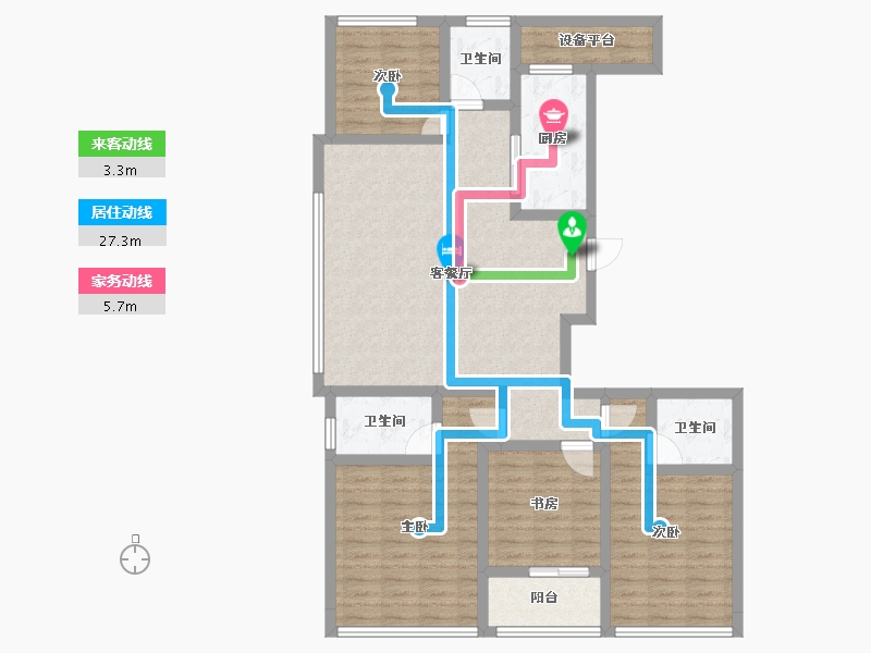 浙江省-杭州市-臻城幸福里-108.45-户型库-动静线