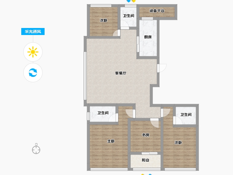 浙江省-杭州市-臻城幸福里-108.45-户型库-采光通风