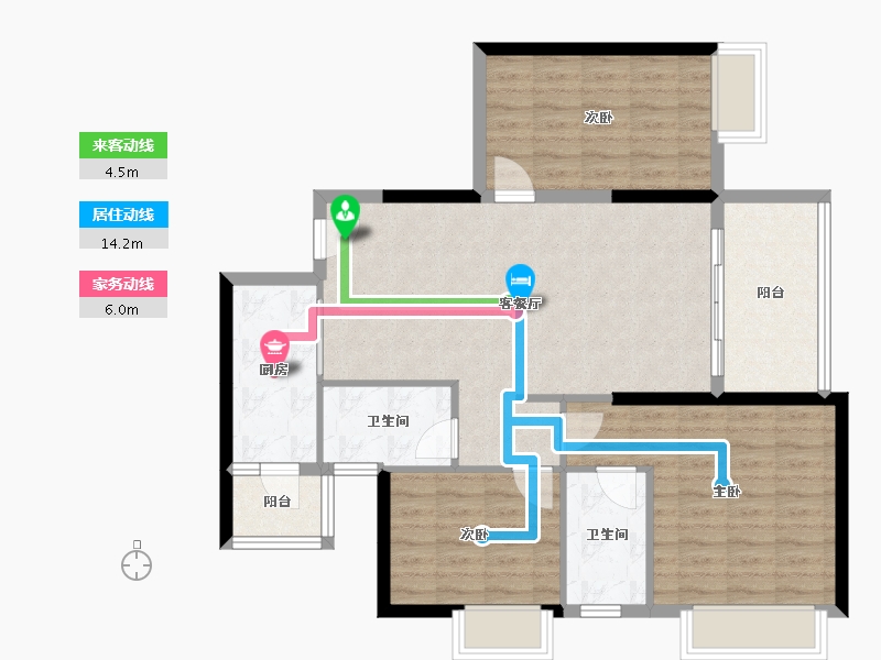 广东省-湛江市-碧海金岸花园-93.06-户型库-动静线