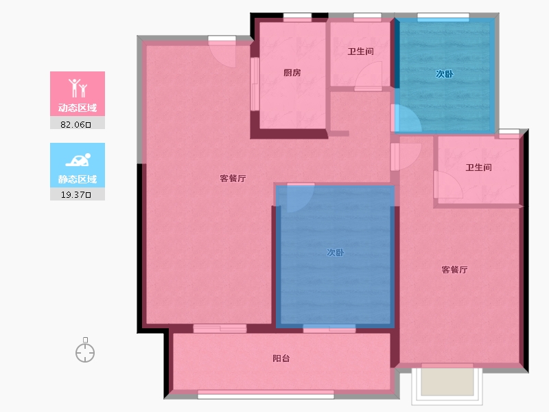 浙江省-宁波市-锦山府-80.00-户型库-动静分区