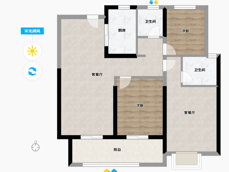 浙江省-宁波市-锦山府-80.00-户型库-采光通风