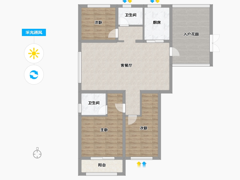 山东省-菏泽市-星月绿城-98.00-户型库-采光通风