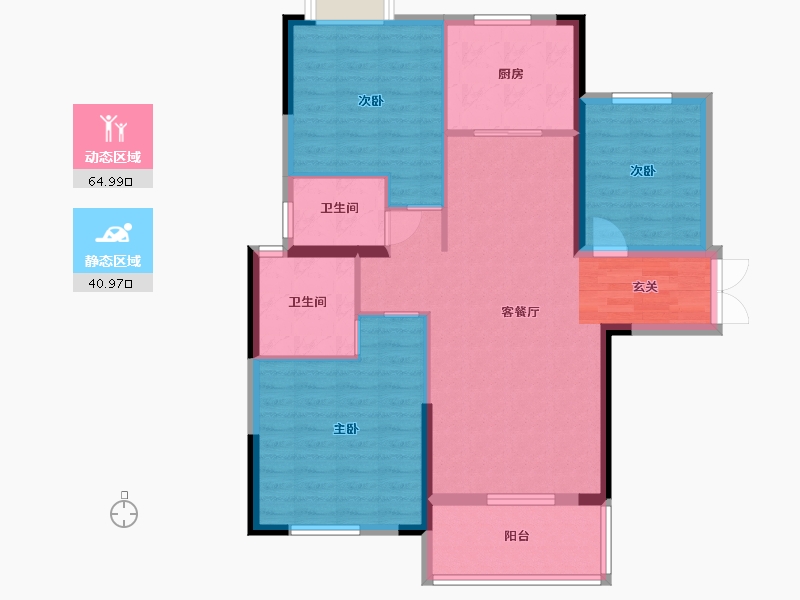 湖北省-武汉市-湖景雅苑-95.77-户型库-动静分区