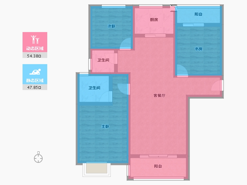 陕西省-西安市-天鹅湖-90.25-户型库-动静分区