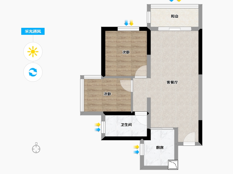 四川省-德阳市-敏捷翰林府-52.65-户型库-采光通风