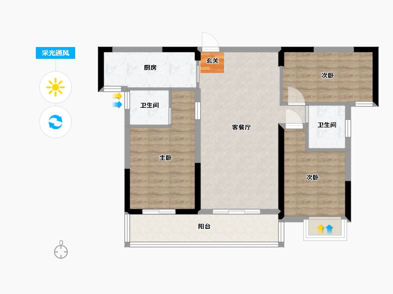 湖北省-武汉市-御湖园-81.57-户型库-采光通风