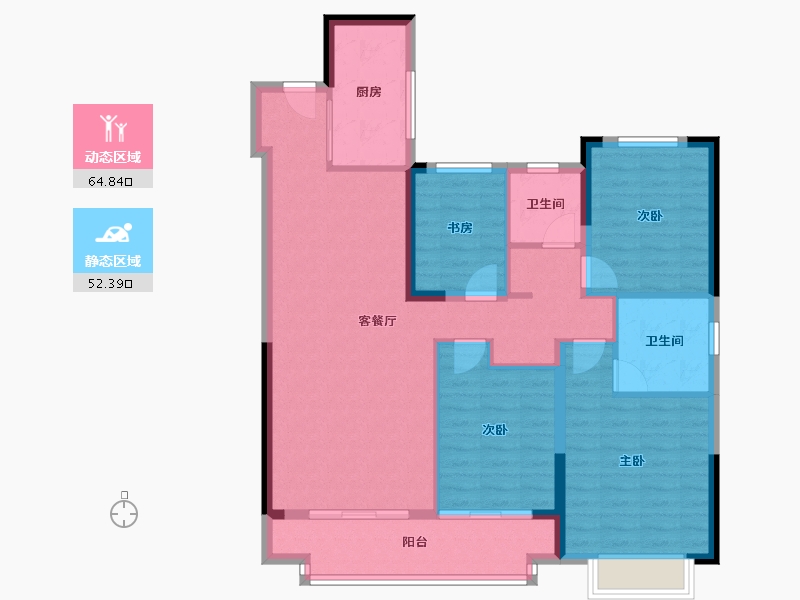 湖北省-武汉市-新城桃李郡-105.60-户型库-动静分区