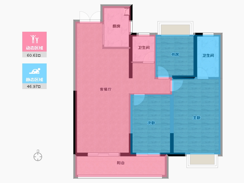 湖北省-武汉市-中建壹品澜荟-96.72-户型库-动静分区