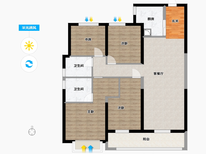 湖北省-武汉市-旭辉千山凌云-114.00-户型库-采光通风