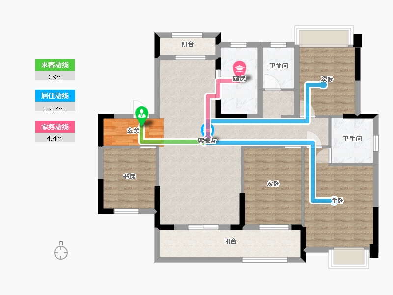 湖北省-武汉市-宝业星毓府-110.93-户型库-动静线