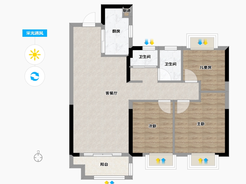 湖北省-武汉市-中国铁建江语城-77.60-户型库-采光通风