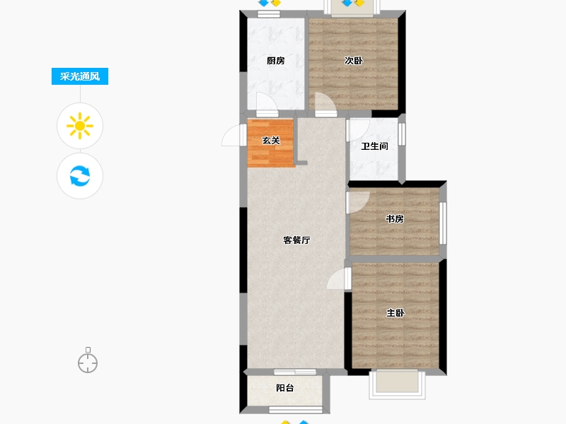 湖北省-武汉市-天纵时代城-76.23-户型库-采光通风