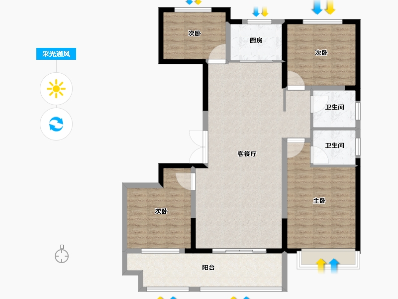 山东省-临沂市-致远沂河传奇-125.01-户型库-采光通风