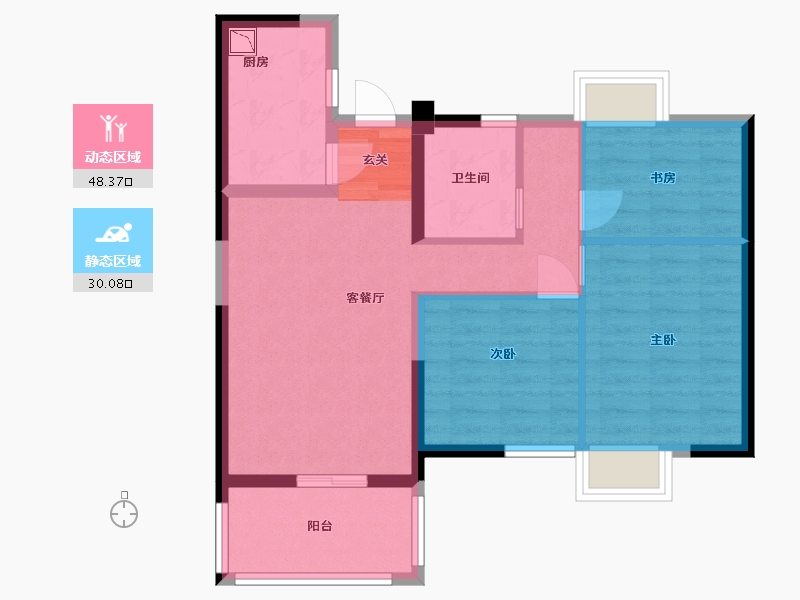 福建省-福州市-琅岐山语城-69.43-户型库-动静分区