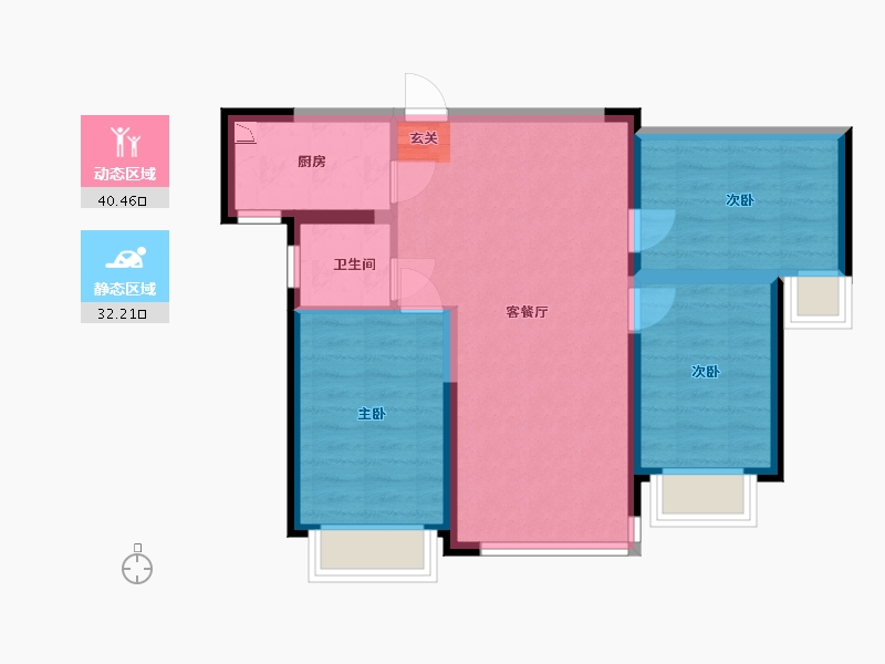 陕西省-西安市-卓越坊-64.59-户型库-动静分区