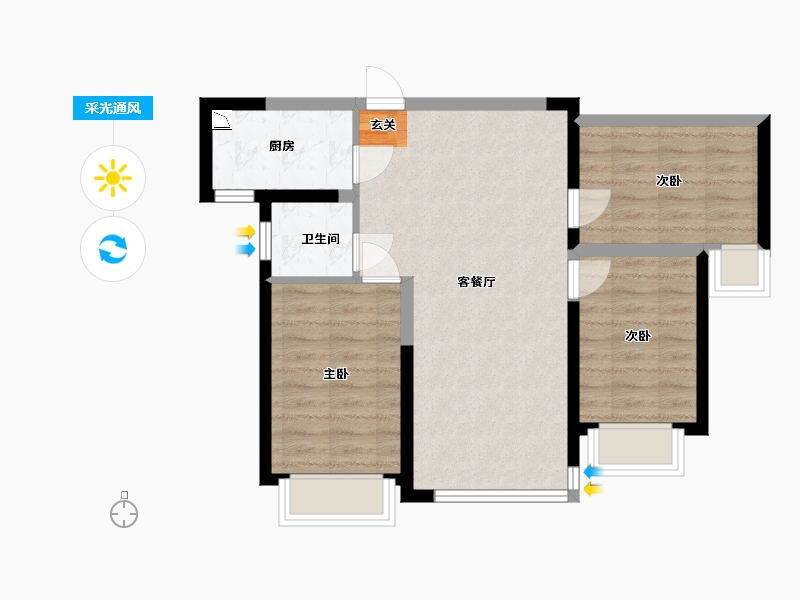 陕西省-西安市-卓越坊-64.59-户型库-采光通风