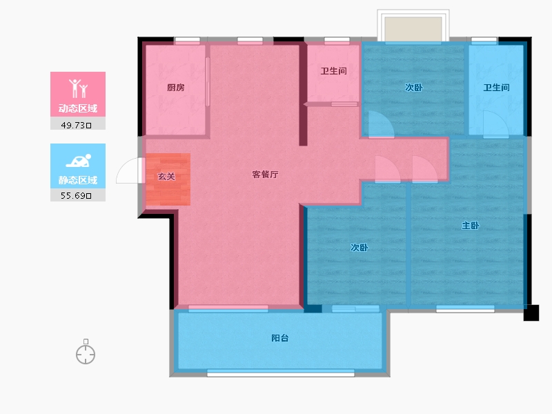 福建省-福州市-天俊华府-95.85-户型库-动静分区