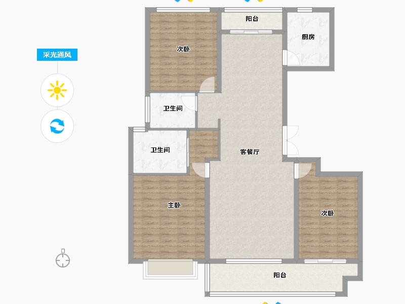 山东省-临沂市-十里阳光-135.00-户型库-采光通风