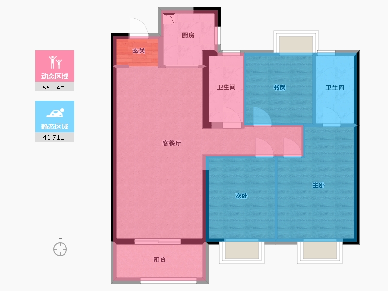 福建省-福州市-新力鼎新悦海湾-87.04-户型库-动静分区