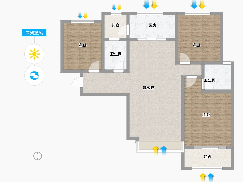 陕西省-西安市-清渭公馆-124.22-户型库-采光通风