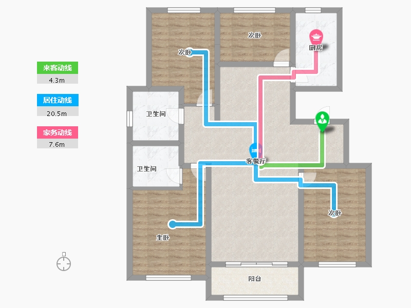 山东省-烟台市-御景华城-107.41-户型库-动静线