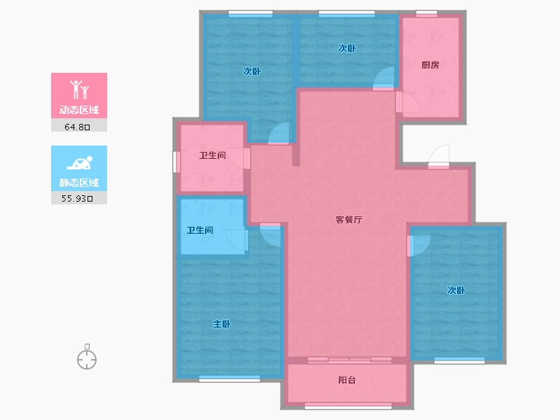 山东省-烟台市-御景华城-107.41-户型库-动静分区